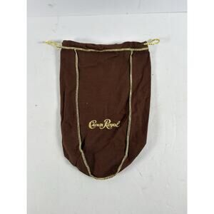 Crown Royal Brown Drawstring Bag Embroidered Logo Whiskey Dust Bag